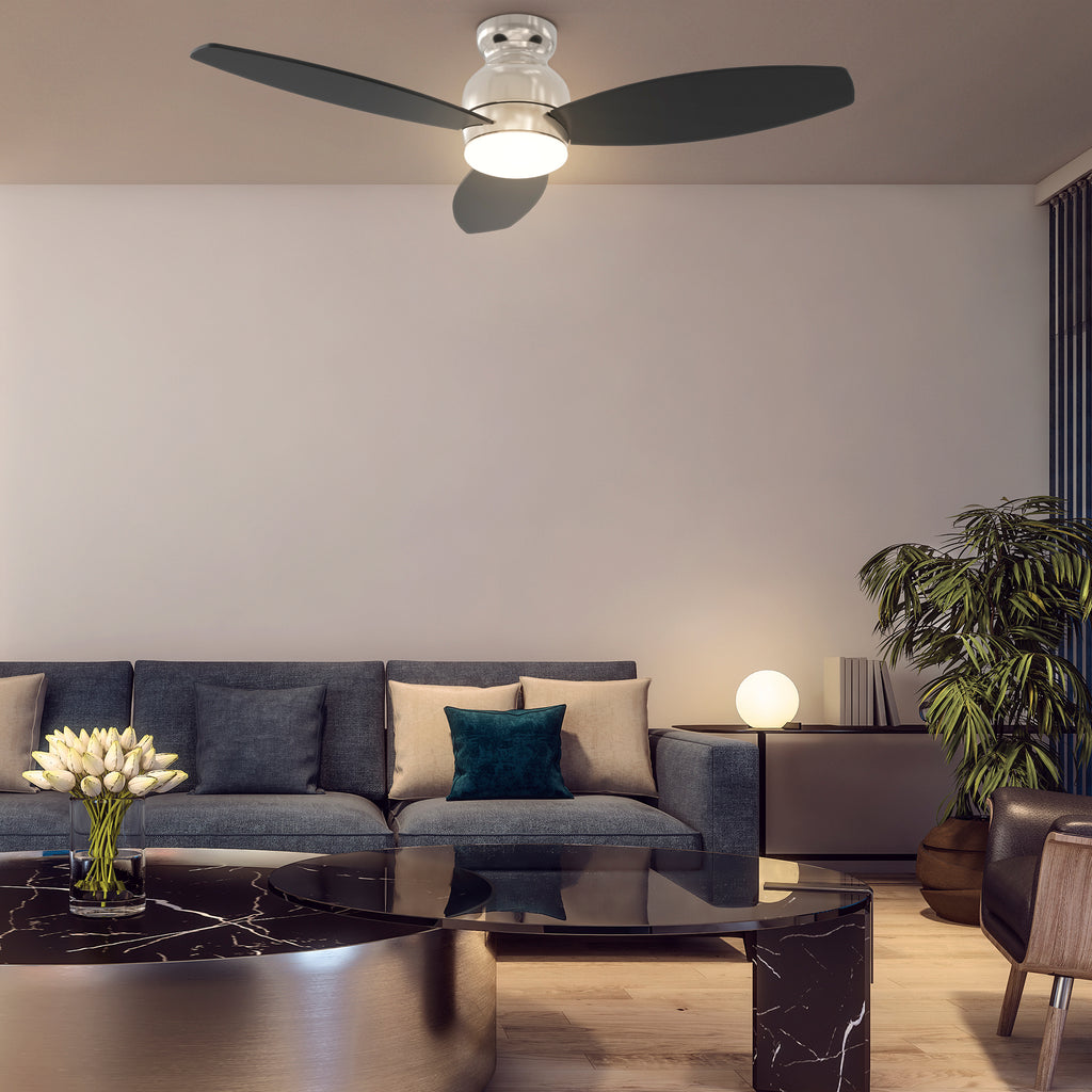 CARRO - TRENTO 52 inch 3-Blade Smart Ceiling Fan with LED Light Kit & Remote- Silver/Black