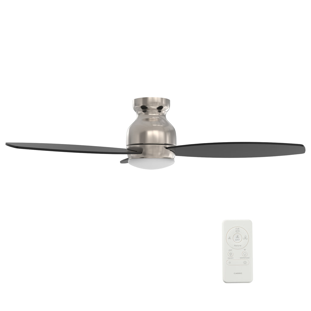 CARRO - TRENTO 52 inch 3-Blade Smart Ceiling Fan with LED Light Kit & Remote- Silver/Black
