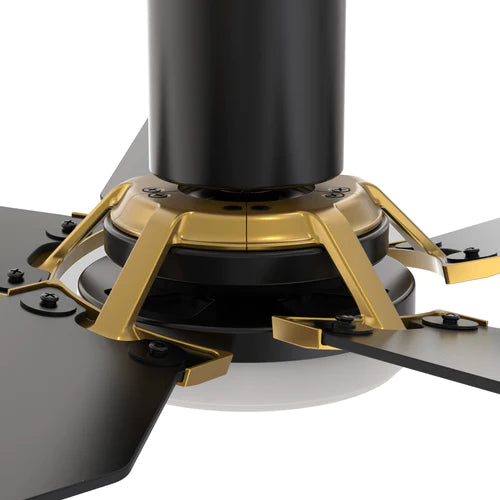 Carro - WOODROW 52 inch 5-Blade Flush Mount Smart Ceiling Fan with LED Light Kit & Remote - Black/Black (Gold Detail)
