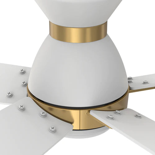 Carro - ASCENDER 52 inch 5-Blade Flush Mount Smart Ceiling Fan with LED Light & Remote Control - White/White (Gold Detail)