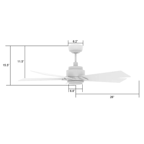 Carro - ASCENDER 52 inch 5-Blade Smart Ceiling Fan with LED Light & Remote Control - White/White
