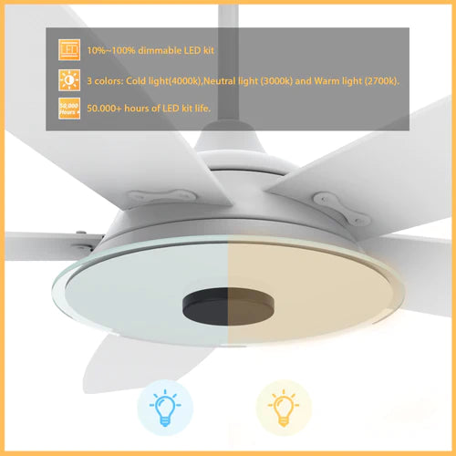 Carro - JOURNEY 56 inch 5-Blade Smart Ceiling Fan with LED Light Kit & Remote - White/White