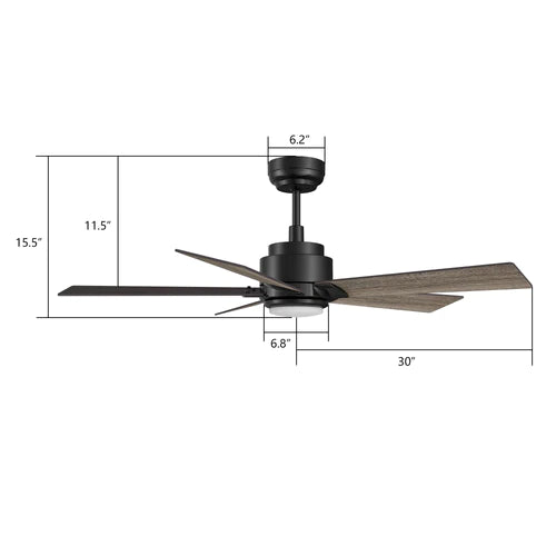 Carro - ASCENDER 60 inch 5-Blade Smart Ceiling Fan with LED Light & Remote Control - Black/Walnut & Barnwood (Reversible Blades)