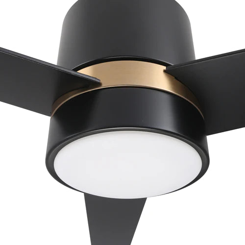 Carro - RAIDEN 52 inch 3-Blade Smart Ceiling Fan with LED Light Kit & Smart Wall Switch - Black/Black (Gold Detail)