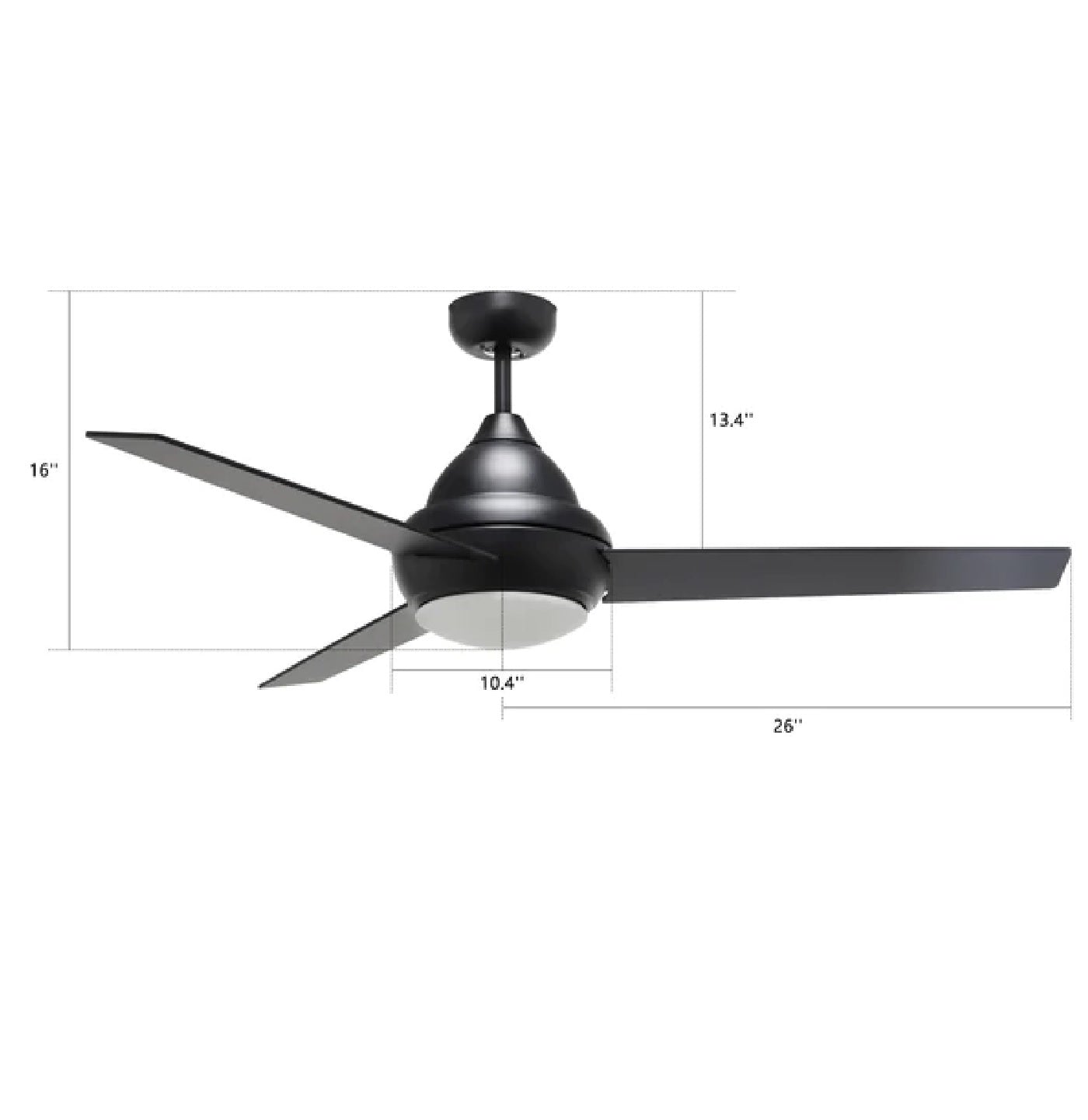 Carro - KENDRICK 52 inch 3-Blade Ceiling Fan with LED Light Kit & Remote Control - Black/Black