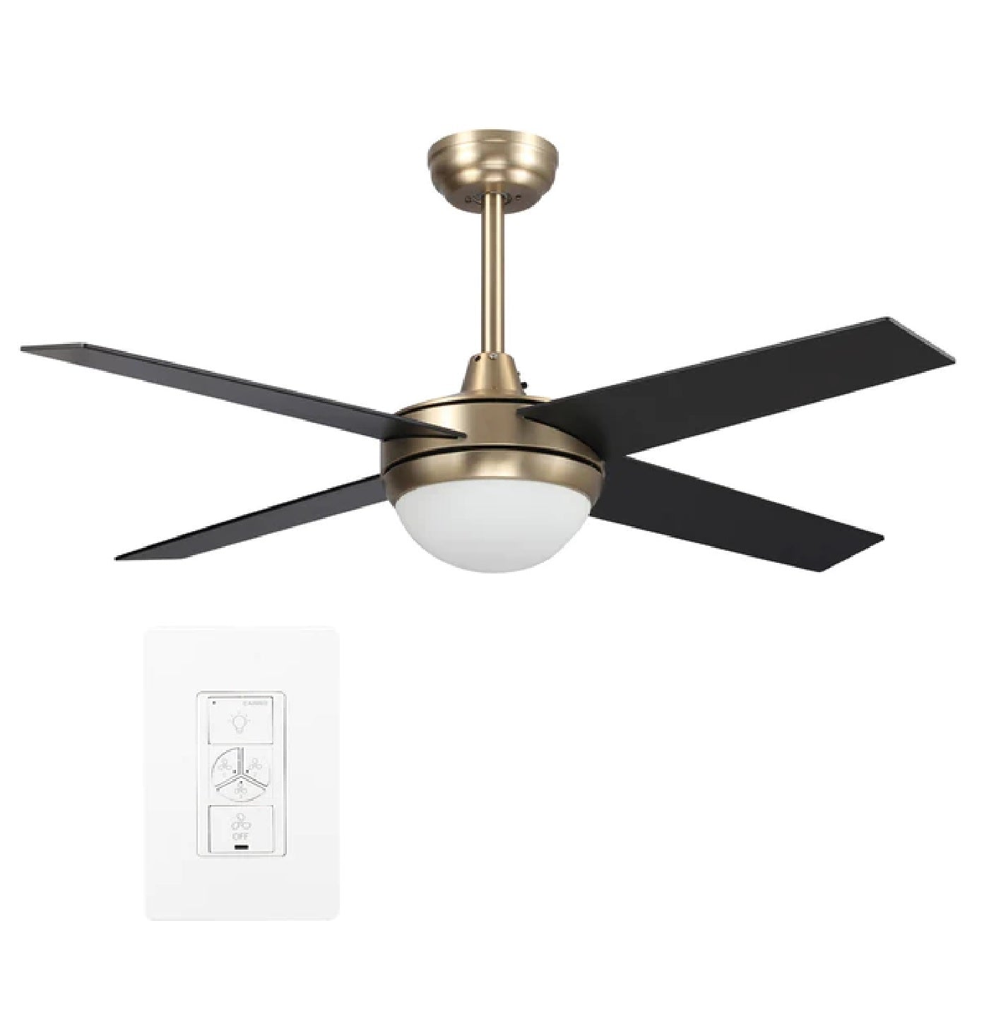 Carro - NEVA 48 inch 4-Blade Smart Ceiling Fan with LED Light Kit & Smart Wall Switch - Gold/Black