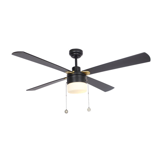 Carro - AMALFI 52 inch 4-Blade Ceiling Fan with Pull Chain - Black/Black (Gold Detail)