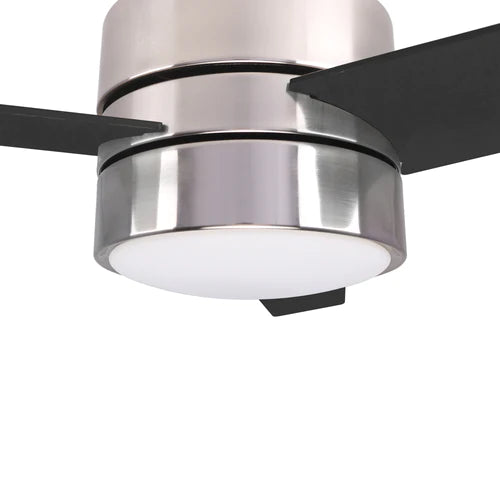 Carro - RAIDEN 52 inch 3-Blade Flush Mount Smart Ceiling Fan with LED Light Kit & Smart Wall Switch - Silver/Black