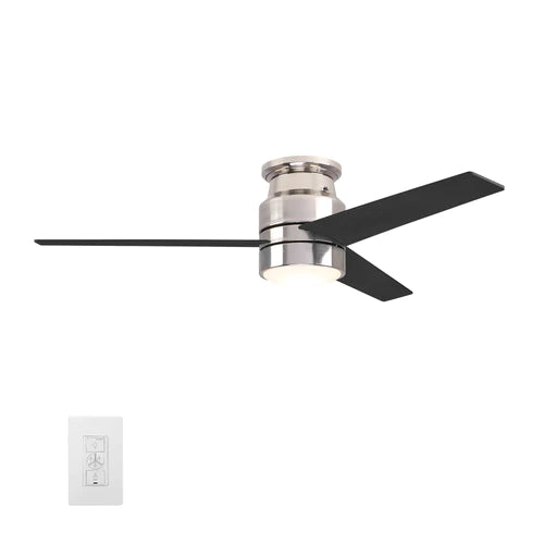 Carro - RAIDEN 52 inch 3-Blade Flush Mount Smart Ceiling Fan with LED Light Kit & Smart Wall Switch - Silver/Black