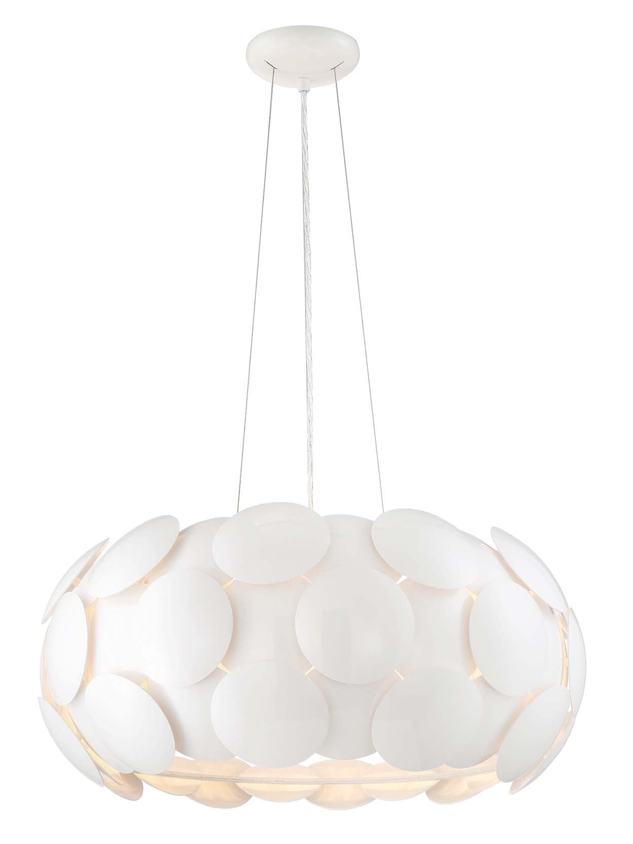 Zeev Crown 6 bulb Contemporary Gloss White Chandelier with Crystal