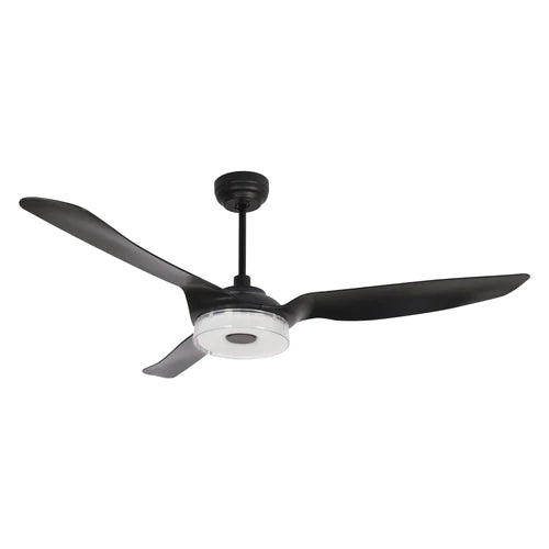 Carro - FLETCHER 60 inch 3-Blade Smart Ceiling Fan with LED Light Kit & Remote - Black/Black