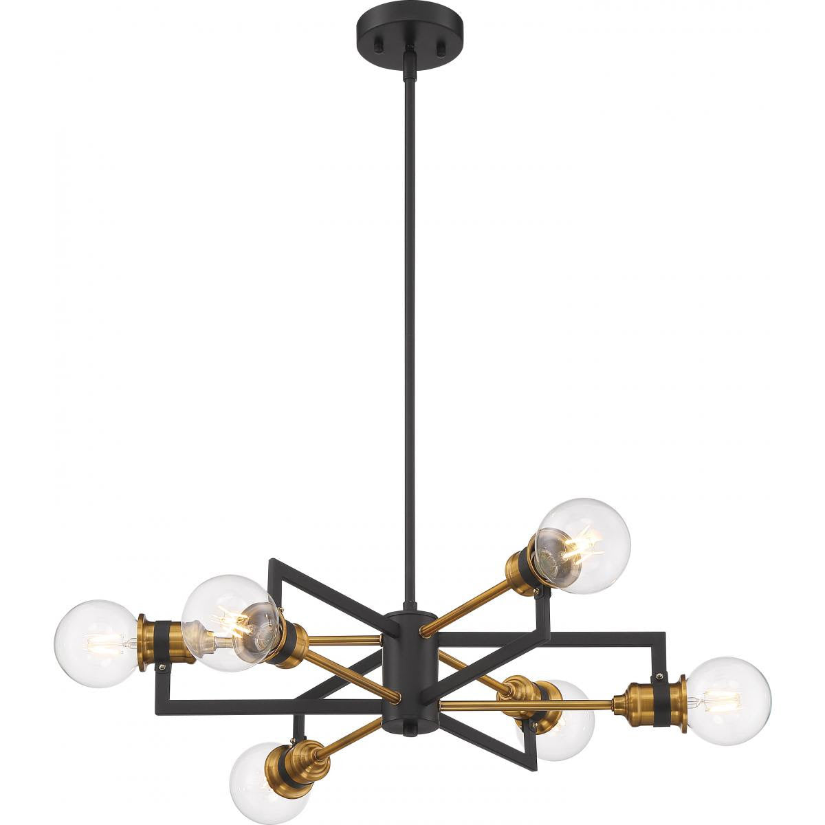 Nuvo Lighting Intention 6 Light Chandelier - Warm Brass and Black Finish