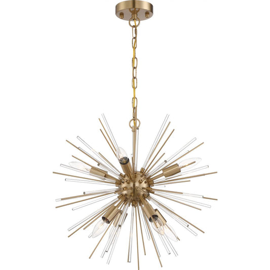 Nuvo Lighting Cirrus  8 Light Chandelier - with Glass Rods - Vintage Brass Finish