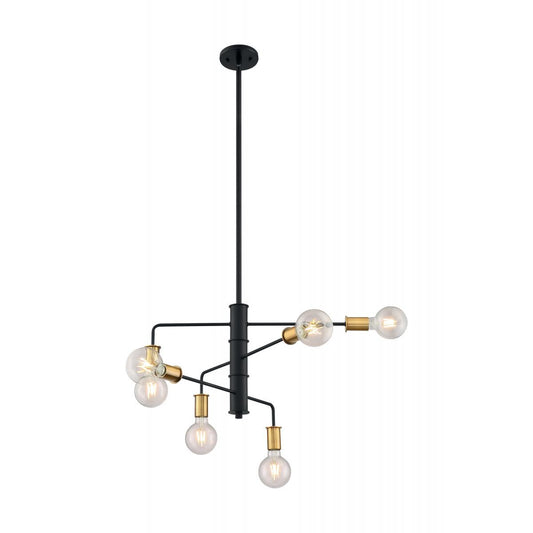 Nuvo Lighting Ryder - 6 Light Chandelier with Black and Brushed Brass Finish