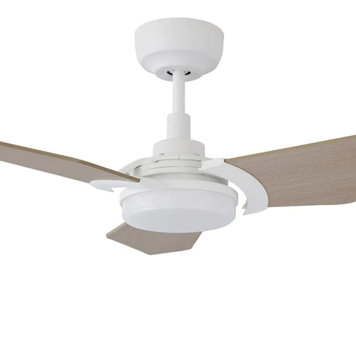 Carro - KAJ 52 inch 3-Blade Smart Ceiling Fan with LED Light Kit & Remote-White/Wooden Pattern